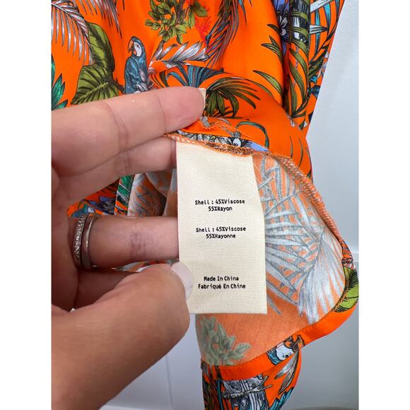 NEW L'Agence Clarisa Printed Bias Midi Skirt Orange Multi Parrot Size: Small - Picture 7 of 8